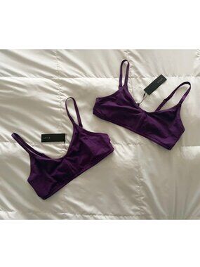Blush Cotton Bralette Set (2) - Aubergine (Dark Purple) | NWT